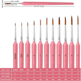 11pcs Detaliing Paint Brushes Set Miniatura Pintura Escovas Weasel Cabelo Pintura Escova para Guache Aquarela Tintas a Óleo Artistas