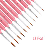 11pcs Detaliing Paint Brushes Set Miniatura Pintura Escovas Weasel Cabelo Pintura Escova para Guache Aquarela Tintas a Óleo Artistas