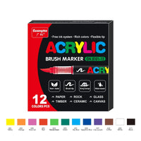 12-168Colors Acrylic Paint Pens Markers Brush Tip Paint Markers For Rock Painting Wood Canvas Stone,Gift DIY Crafts Art Supplies