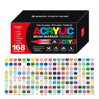 12-168Colors Acrylic Paint Pens Markers Brush Tip Paint Markers For Rock Painting Wood Canvas Stone,Gift DIY Crafts Art Supplies