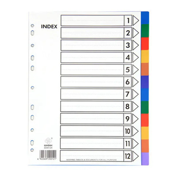 12 Colors Separadores Archivador A4 Binder Index Dividers 10/20/30 Colors PP Plastic Index Tab 12 Month Planner Divider Tabs