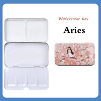 AOOKMIYA AOOKMIYA  12 Constellations Empty Watercolor Tin Painting Storage Iron Color Mixing Paint Palette With Lid For Painting Art Supplies