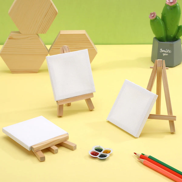 AOOKMIYA 12 Sets Mini Easels with Canvas Boards Small Easel Stands wit