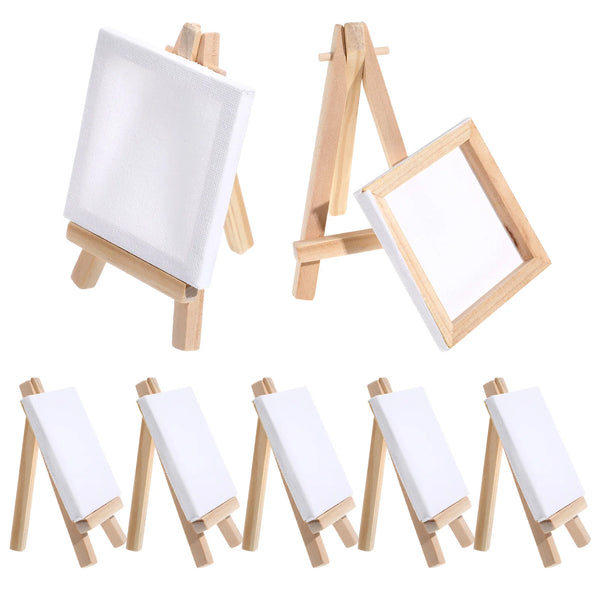 AOOKMIYA 12 Sets Mini Easels with Canvas Boards Small Easel Stands wit