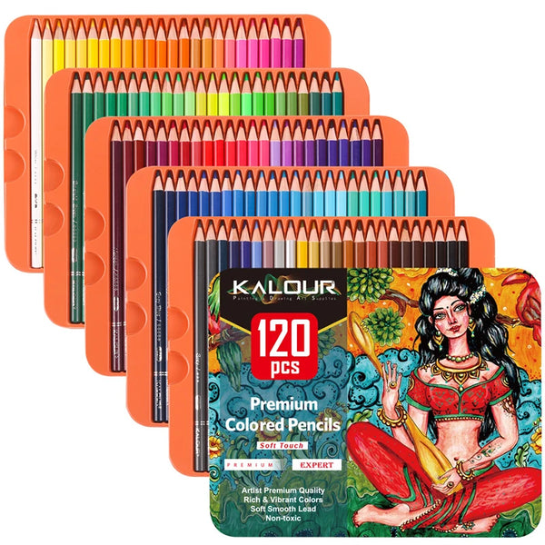 120 Pcs Óleo Lápis Coloridos Set Desenho De Madeira Macia Esboço Cores Lápis Tin Box Para Escola Adultos Art Pencil Gift Art Supplies