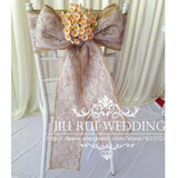 120 pcs  Free Shipping 15cm W * 275cm L Burlap Hessian Jute and Lace Chair Sash for Vintage Rustic Wedding