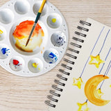 AOOKMIYA  12PCS Art Supply 11-Well Round Plastic Artist Painting Palette - Paint Color Mixing Trays - Fun Kids Parties, Art Student