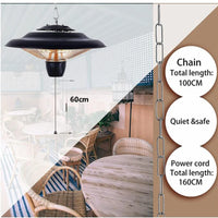 1500W Powerful Electric Patio Heater Iron Waterproof Electric Heater Warmer Outdoor Indoor Use Hanging Type