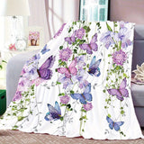 1pc Soft and Comfortable Flower and Butterfly Print Blanket - Perfect for Travel, Couch, Bed, and Office - Ideal Birthday Gift for Boys, Girls, and Adults - All-Season Availability