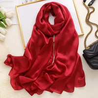 180*90cm New Style Autumn Winter Women Beach Pure Color Shawl China Luxury Silk Lady Fashion Sunscreen Scarves Popular Hijab