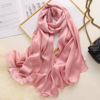 180*90cm New Style Autumn Winter Women Beach Pure Color Shawl China Luxury Silk Lady Fashion Sunscreen Scarves Popular Hijab