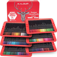 180 Colored Pencil Set for Adults Artists kids- 3.8mm Rich Pigment Soft Core -12 Metallic Pencil - Wax-Based Good for Coloring
