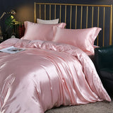 19Momme Silk Bed Sheet Fitted Sheet Duvet Cover 4Pcs Bedding Set