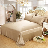 19Momme Silk Bed Sheet Fitted Sheet Duvet Cover 4Pcs Bedding Set