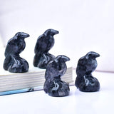 1PC Natural Flash Stone Obsidian Carving Crow, Quartz Crystal Crow, Mini Crystal Ornament