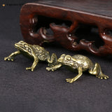 1pc Antique Solid Brass Lucky Rich Toads Frog Animal Statue Feng Shui Pocket Money Frog Fortune Craf Ornament