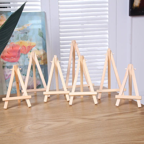 Natural Wood Mini Easel Frame Tripod Children Painting Craft