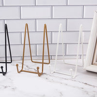 AOOKMIYA 1pc Plate Display Stand Picture Easel Metal Plate Stands Holder Display Pictures Frame Photo Decorative Plate Dish Tabletop Arts