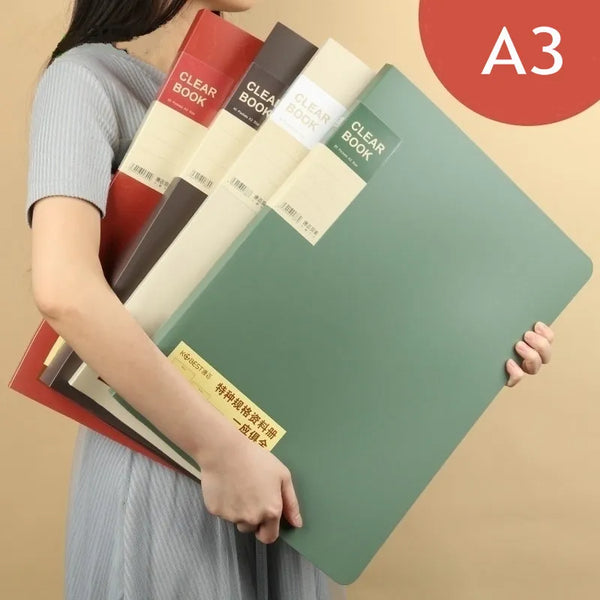 20/30/40/60 Pocket Folder A3 Clear Sleeves Display Book Transparent Sheet Protector Booklet A3 Document Organizer Paper Holder