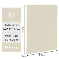 20/30 Pocket File Folder A2 Paper Organizer Display Book Transparent PVC Bag Sheet Protector For Drawing Painting Collection