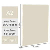 20/30 Pocket File Folder A2 Paper Organizer Display Book Transparent PVC Bag Sheet Protector For Drawing Painting Collection