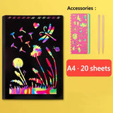 20 Sheets Kids Coloring Book Art Scratch Black Paper Rainbow Color Drawing Book School Supplies Free Shipping