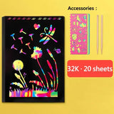 20 Sheets Kids Coloring Book Art Scratch Black Paper Rainbow Color Drawing Book School Supplies Free Shipping