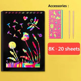 20 Sheets Kids Coloring Book Art Scratch Black Paper Rainbow Color Drawing Book School Supplies Free Shipping