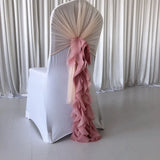 200 PCS Pre tied Romatic Voile Chiffon Chair Sash Ruffled Banquet  Chair Cover & Hood Cruly Willow