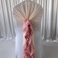 200 PCS Pre tied Romatic Voile Chiffon Chair Sash Ruffled Banquet  Chair Cover & Hood Cruly Willow