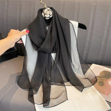 2023 New Fashion Summer Women soild color Beach Scarf Silk Shawls Headband Female Headband Wraps Sunscreen Hijab Wholesale