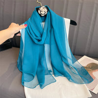 2023 New Fashion Summer Women soild color Beach Scarf Silk Shawls Headband Female Headband Wraps Sunscreen Hijab Wholesale