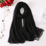 2023 New Summer Women Scarf Fashion Solid Color Big Size Silk Scarves For Lady Foulard Bandana Winter Shawls Wraps Hijab Stoles