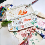 AOOKMIYA  21*10.5cm Artist plastic Color Mixing Box professional watercolor color box portable water powder pigment 16 grid color palette