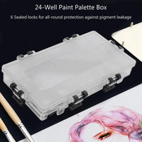 AOOKMIYA  24- Airtight Leak Watercolor Paint Palette Box for Watercolors Half Pans, Acrylic, Gouache and Oil Paint
