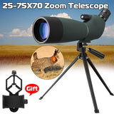 25-75x70 Monocular Zoom Object Terrestrial Telescope  Powerful Binocular Spyglass Night Vision Scope Spotting Camping Waterproof