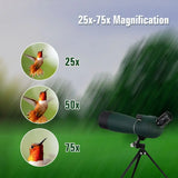 25-75x70 Monocular Zoom Object Terrestrial Telescope  Powerful Binocular Spyglass Night Vision Scope Spotting Camping Waterproof