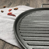 30cm Thickened Striped Cast Iron Steak Frying Pan BBQ Grill Plate Griddles Meat Roasting Pan Uncoated Nonstick Cookware