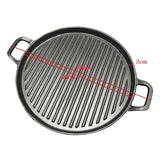 30cm Thickened Striped Cast Iron Steak Frying Pan BBQ Grill Plate Griddles Meat Roasting Pan Uncoated Nonstick Cookware