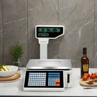 30kg Digital Supermarket Price Computing Scale Steel Material 1g Accuracy LED Display Barcode Label Printing Capability