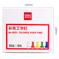 350PCS Deli 0021 Color I-Nail Push Pins Cute Wall Cubicle Accessories Cork Board Pin Thumbtacks