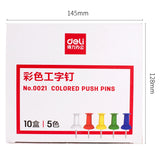 350PCS Deli 0021 Color I-Nail Push Pins Cute Wall Cubicle Accessories Cork Board Pin Thumbtacks