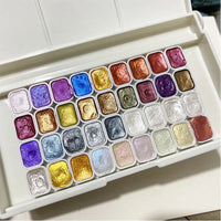 AOOKMIYA 36 Color Nail Solid Pigment Nail Art Decor Watercolor Manicure Metallic Paint Draw Chrome Glitter Powder Flowers Nails Set