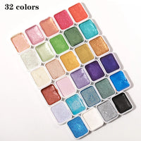 AOOKMIYA 36 Color Nail Solid Pigment Nail Art Decor Watercolor Manicure Metallic Paint Draw Chrome Glitter Powder Flowers Nails Set