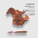3D World Map Wall Art Large Wood Wall Décor Housewarming Gift Idea Art World Travel Map For Home & Kitchen or Office (XL, Oak)