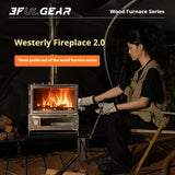 3F UL GEAR Firewood Stove 2.0 Winter Outdoor Camping Tent Wood Brazier Stainless Steel Hiking Burning Heater Burner With Chimney