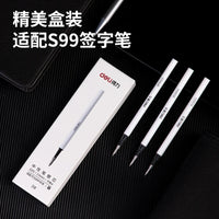 3PCS/BOX Deli S210 0.5mm Bullet Head Neutral Pen Core Gel Pen Refill Black Color 99mm Pen Refill Fit Deli S99 Gel Pen