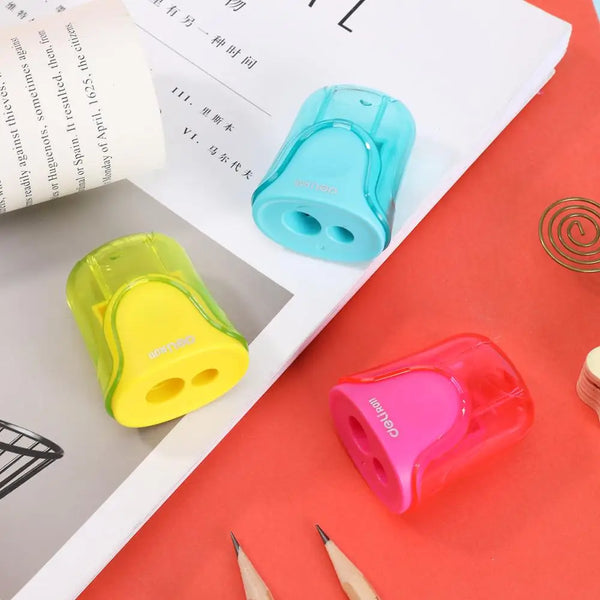 Deli Pencil Sharpener 4PCS/Lot Two Hole Touch Grip Sharpeners