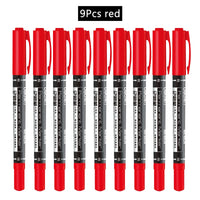 4/9pcs/lot Deli Twin Tip Permanent Marker Pen Set Fine Point Waterproof Ink Thin Nib Crude Nib Black Ink 0.5mm-2mm Fine Color