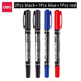 4/9pcs/lot Deli Twin Tip Permanent Marker Pen Set Fine Point Waterproof Ink Thin Nib Crude Nib Black Ink 0.5mm-2mm Fine Color